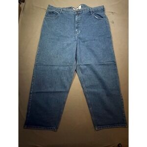 Cherokee Mens Relaxed Fit Jeans 46x32 Blue Denim Cotton Zip Belted‎ NWT.